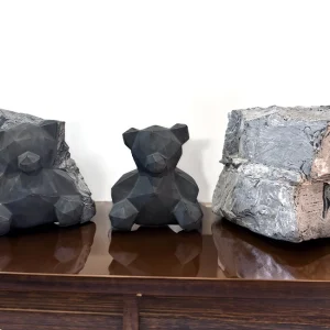Chic Black Marble Bear Sculpture Set in Redmond