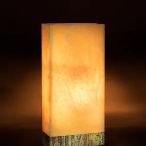 Miel rectangular table lamp with travertine base