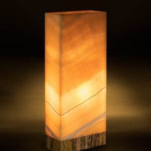 Miel Rectangular Table Lamp with Travertine Base