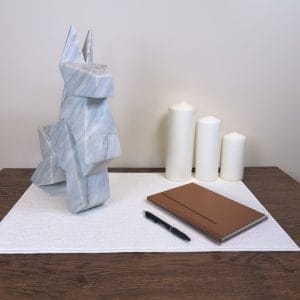 Chic White Marble Geometric Dog Sculpture