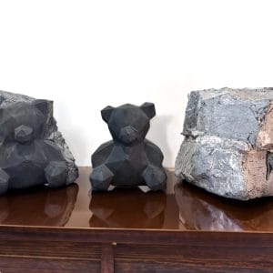 Chic Black Marble Bear Sculpture Set